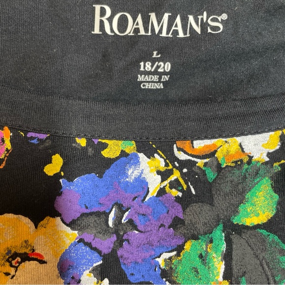 Roaman's Black Floral Lace Women's Blouse Large 18/20 long sleeve - Picture 5 of 6